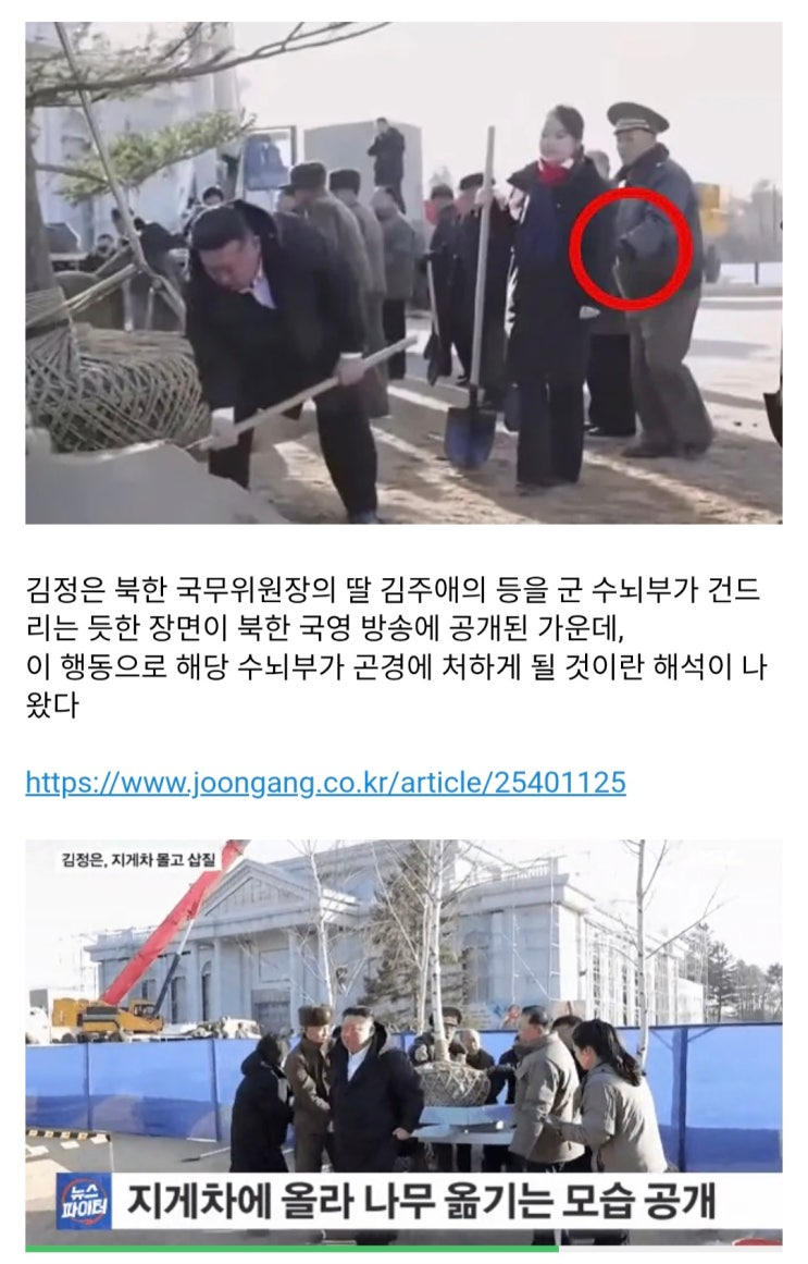  김정은 딸 주애 등을 만진 北간부?
