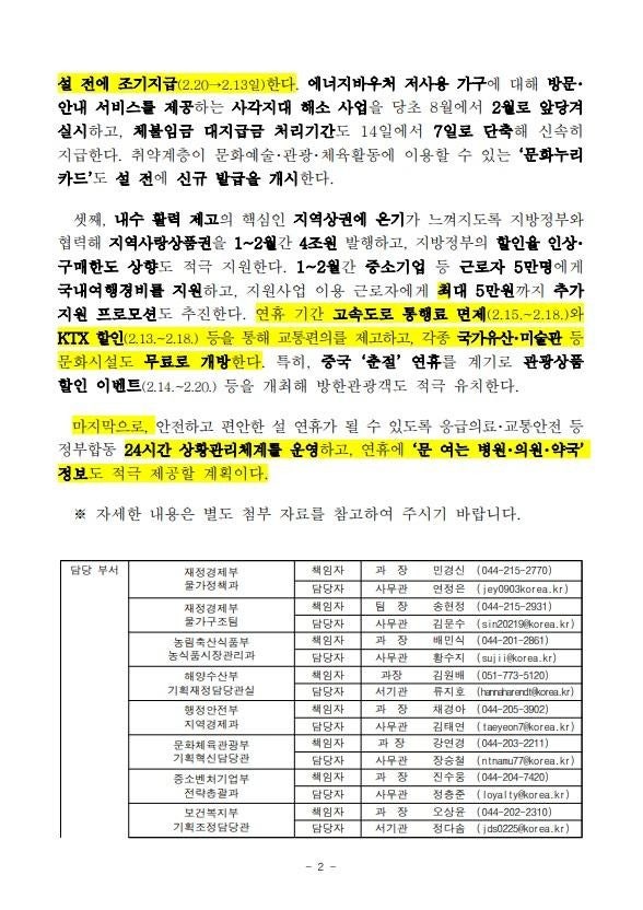  2월 기초생활수급 급여 및 장애수당 조기지급 안내