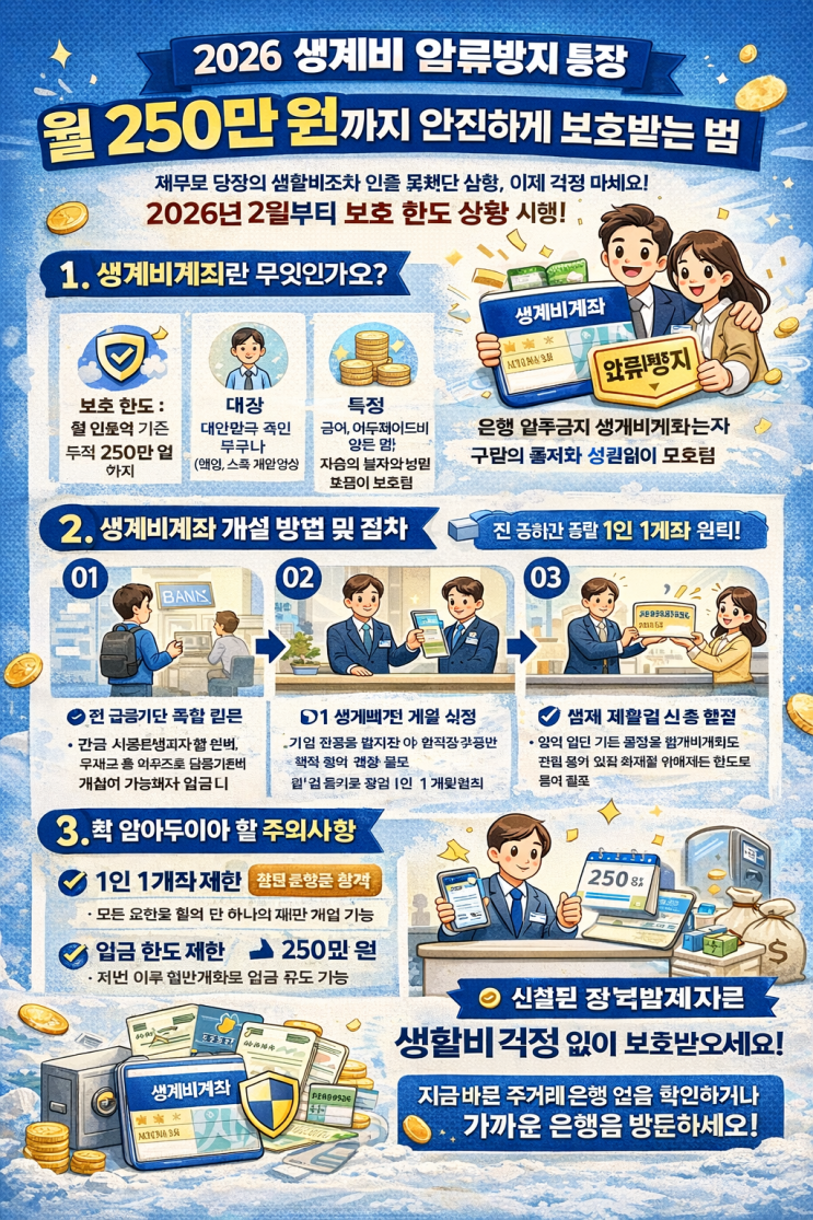 생계비 압류방지 통장: 월 250만 원까지 안전하게 보호받는 법