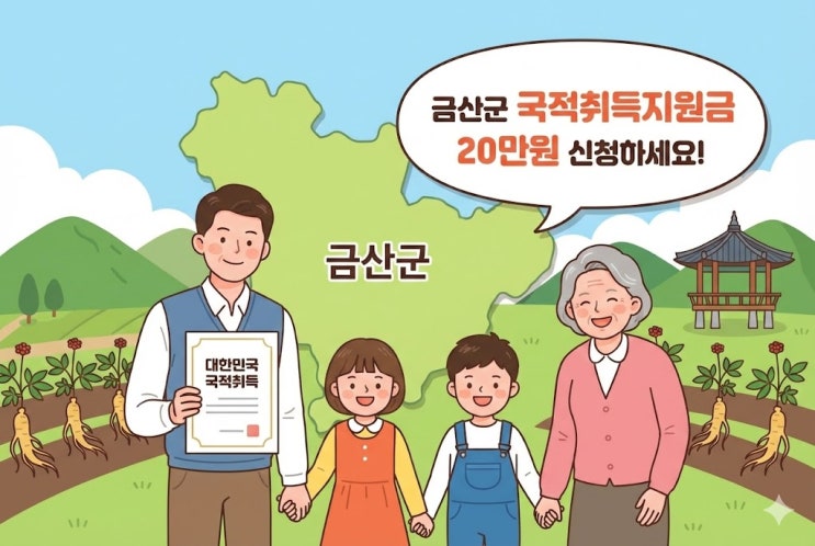 금산군 국적취득지원금 20만원 받는 법, 방문접수 필수서류 3가지