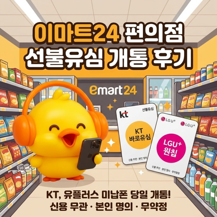  이마트 24 편의점 KT, 유플러스 선불유심 재고조회 후 개통 후기