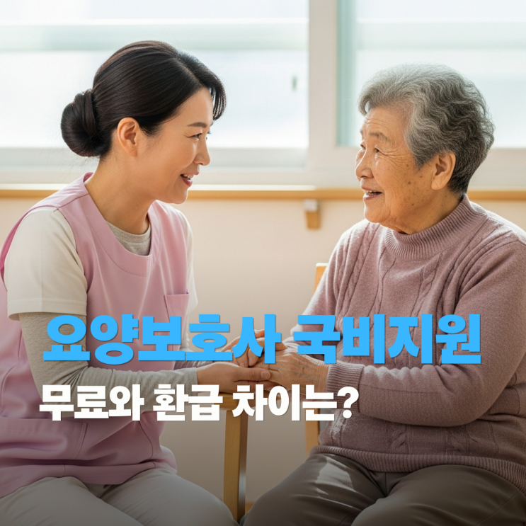  요양보호사 자격증 국비전액지원 무료와 비용환급여부 확인방법, 차이점(국민배움내일카드, 훈련장려금)