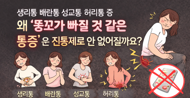 생리통 배란통 성교통 허리통 중 왜 똥꼬가 빠질꺼같은 통증은 진통제로 안없어질까요? 심....