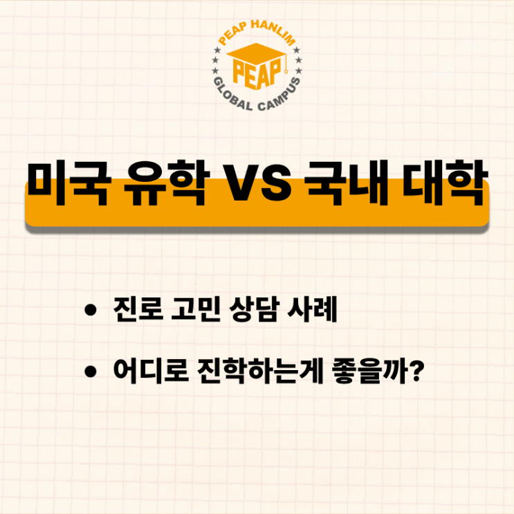  미국대학 VS 국내대학 진로 고민 상담 I PEAP 한림글로벌캠퍼스