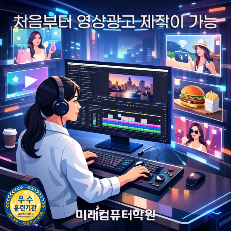  부산영상편집학원-수강후기로 보는 영상편집 국비과정! 프리미어·에펙·모션그래픽으로 온라인광고 포트폴리오 완성