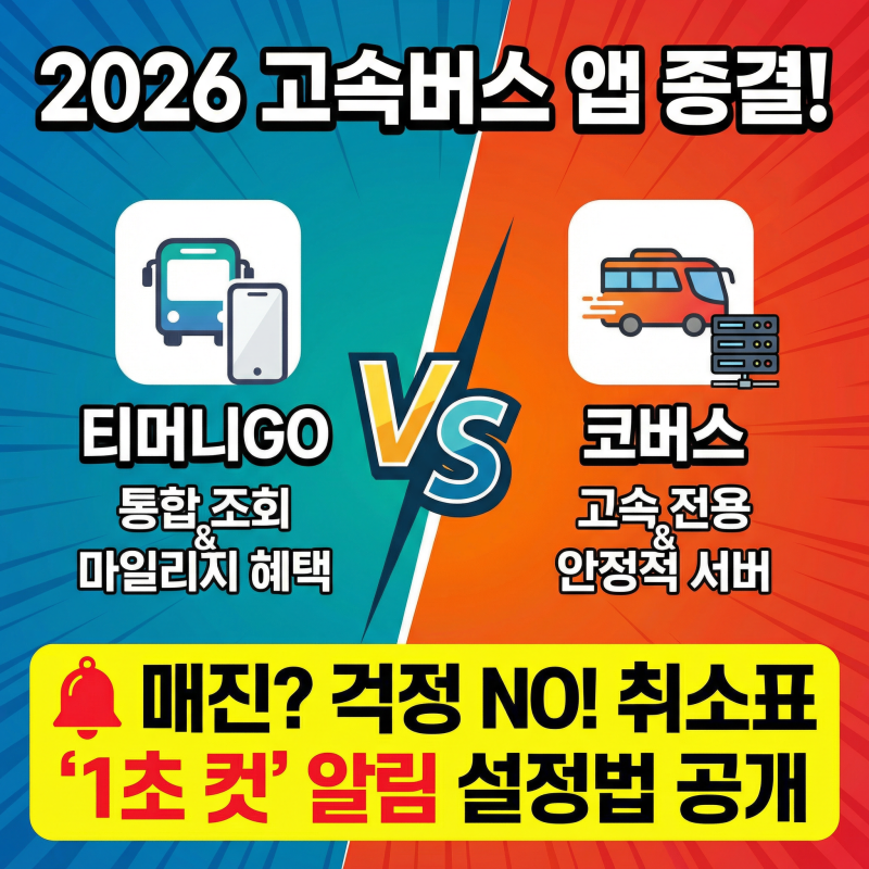 고속버스 예매 어플 추천 및 비교 | 티머니GO vs 코버스 취소표 알림 설정법