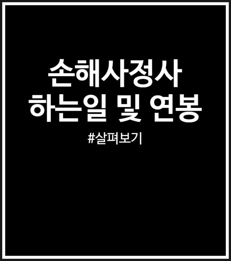  손해사정사 하는일 및 연봉 (현실적인 월급 얼마일까?)
