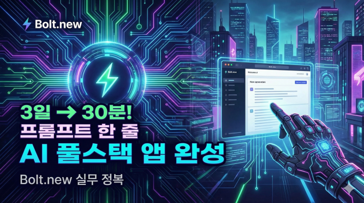  Bolt.new로 웹앱 개발 3일을 30분으로? 프롬프트 한 줄로 풀스택 앱 만드는 AI 개발 도구 실무 완전 정복