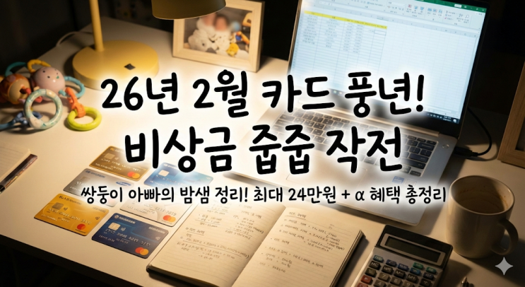  [비밀 작전] 26년 2월 카드 풍년, 쌍둥이 아빠가 밤새 정리했습니다 (Feat. 와이프 몰래 비상금 만들기)