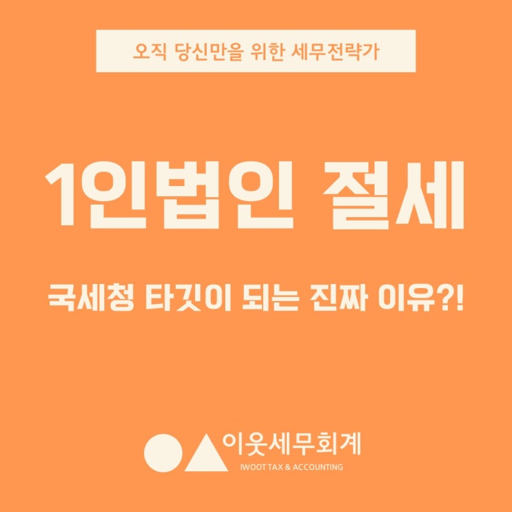  1인법인 절세, 국세청 타깃이 되는 진짜 이유?!