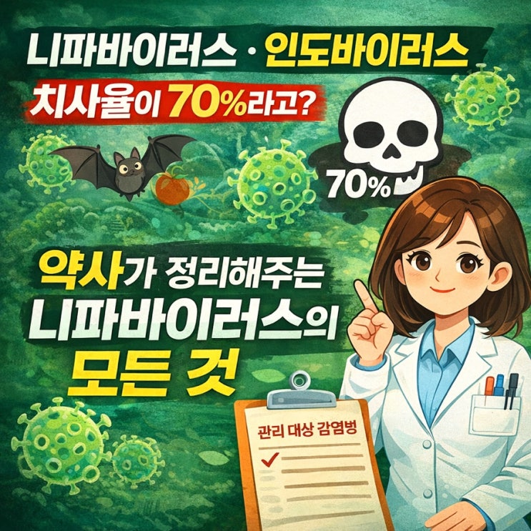  니파바이러스 인도바이러스 치사율이 70%라고? 약사가 정리해주는 니파바이러스의 모든 것