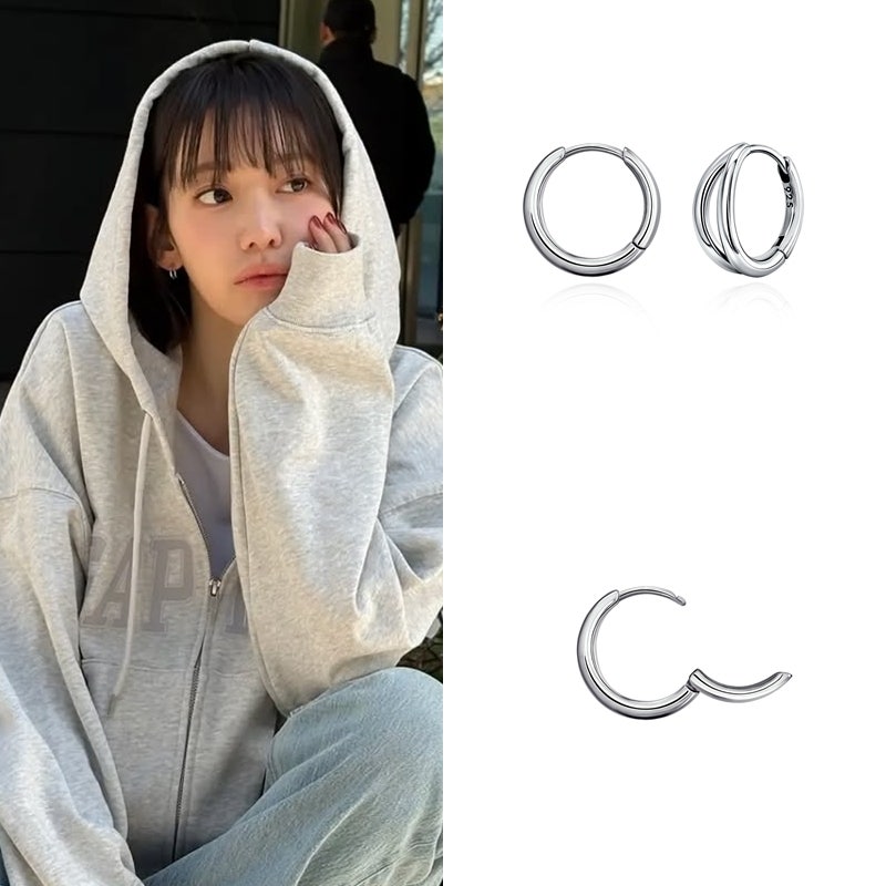 LE SSERAFIM宮脇咲良的Instagram私服日常穿搭：Grayelin女性銀色圈形耳環