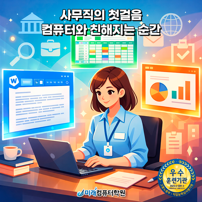  부산 내일배움카드교육 사무자동화 과정 | 한글·엑셀·파워포인트·포토샵으로 사무직 취업, 국비지원학원