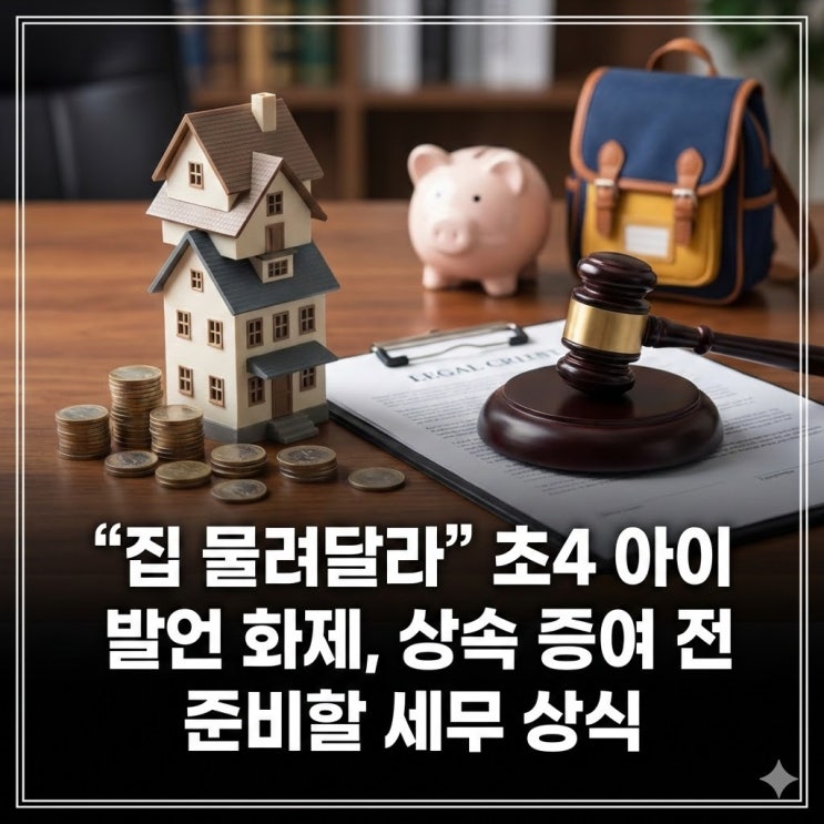  "집 물려달라" 초4 아이 발언 화제, 상속 증여 전 준비할 세무 상식