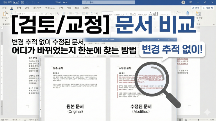  [Word 검토/교정] 문서 비교 - 변경 추적 없이 수정된 문서, 어디가 바뀌었는지 한눈에 찾는 방법