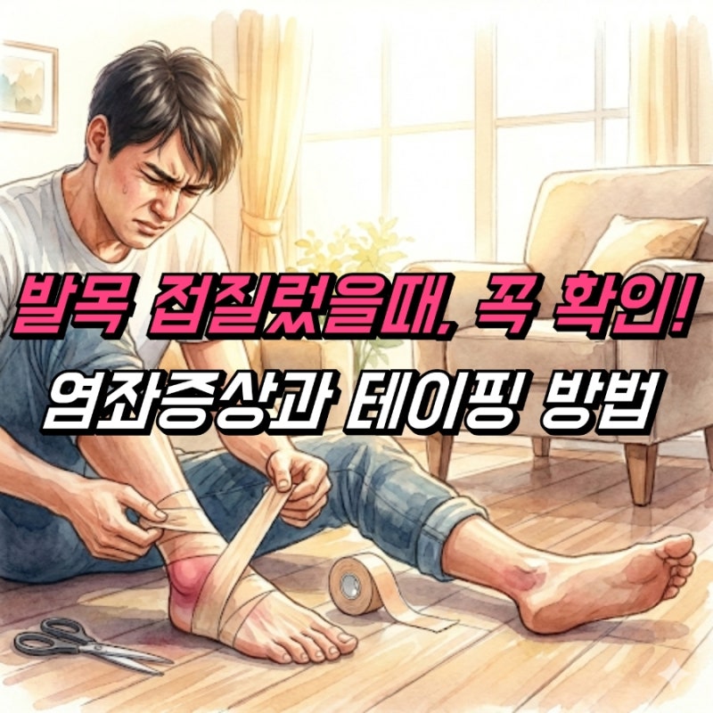 발목 접질렀을때 발목염좌 통증, 발목테이핑방법 이렇게