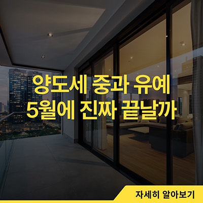  양도세 중과 유예 5월에 정말 끝날까요