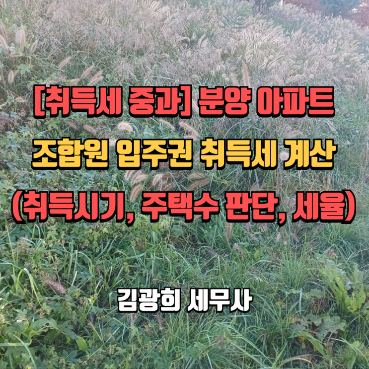  [취득세 중과]분양 아파트, 조합원 입주권 취득세 계산(취득시기, 주택수 판단, 중과세율)