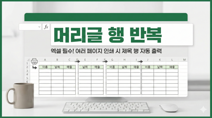  [엑셀 인쇄/서식] 머리글 행 반복 - 여러 페이지 인쇄할 때 각 페이지마다 제목 행 자동 출력하기