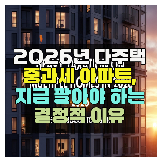  2026년 다주택 중과세 아파트, 지금 팔아야 하는 결정적 이유