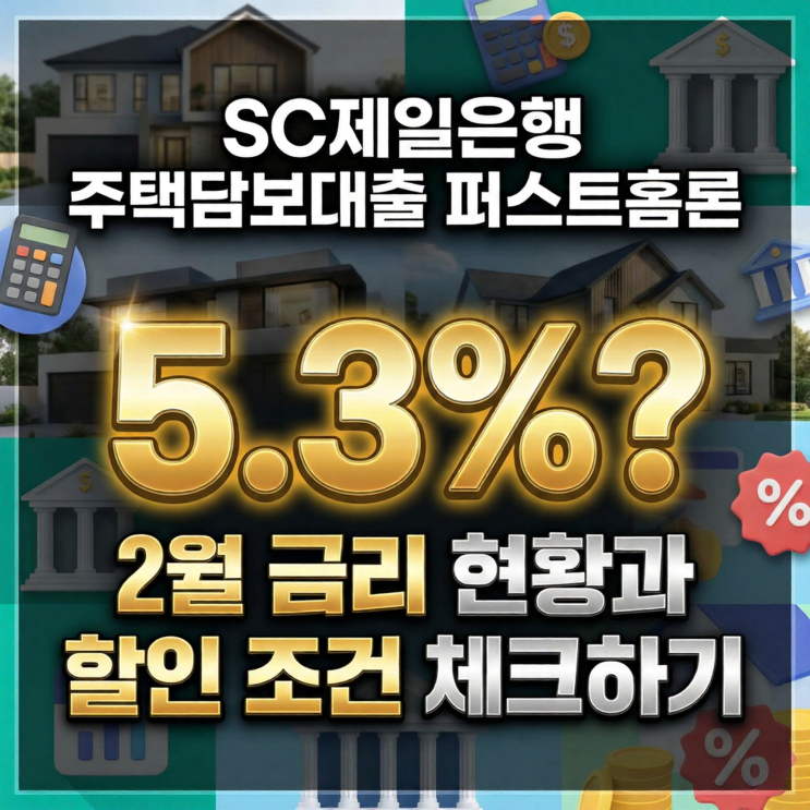  SC제일은행 주택담보대출 퍼스트홈론 5.3%? 2월 금리 현황과 할인 조건 체크하기