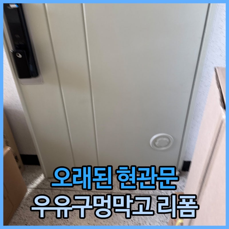 오래된 현관문 우유구멍막고 리폼