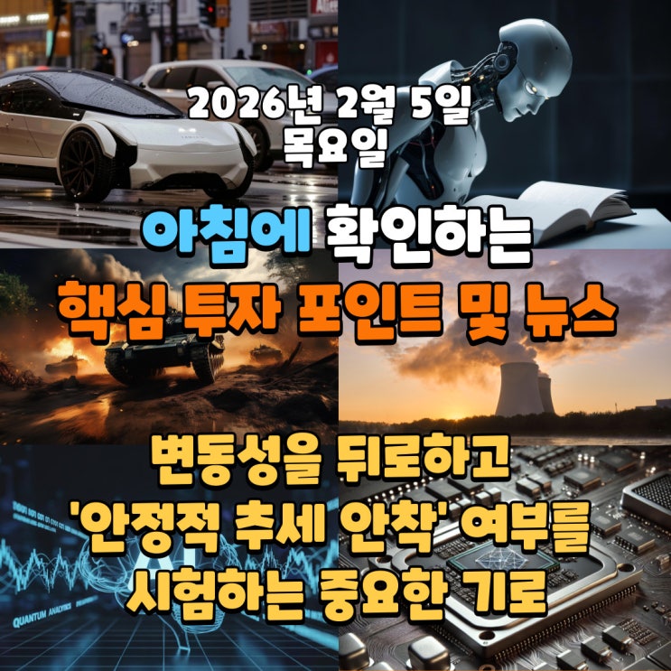  2026년 2월 5일(목) 핵심 투자 포인트 및 뉴스(변동성을 뒤로하고 '안정적 추세 안착' 여부를 시험하는 중요한 기로)