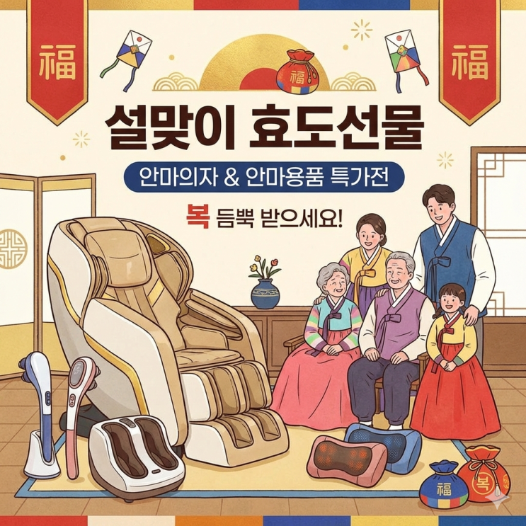  이번 설에는 '건강'을 선물하세요. 하이마트 대치본점에서 직접 체험하고 구매하는 안마의자 효도상품!