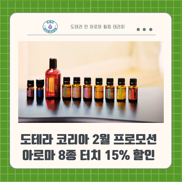  도테라 코리아 2월 프로모션 총정리 - 도테라 아로마 8종 터치 키트 15% 할인 l