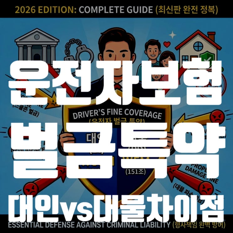  2026 운전자보험 벌금 특약 완벽 분석: 대인 vs 대물 차이점과 민식이법 3천만원 한도의 진실