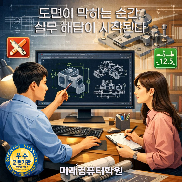  부산캐드학원추천-퇴근 후 두 달, 캐드로 커리어가 바뀐다｜부산 CAT 2급 국비지원 AutoCAD 실무과정