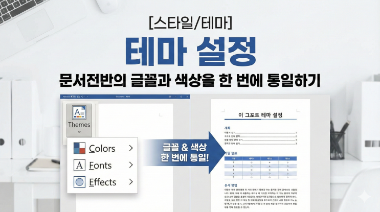  [Word 스타일/테마] 테마 설정 - 문서 전반의 글꼴과 색상을 한 번에 통일하기
