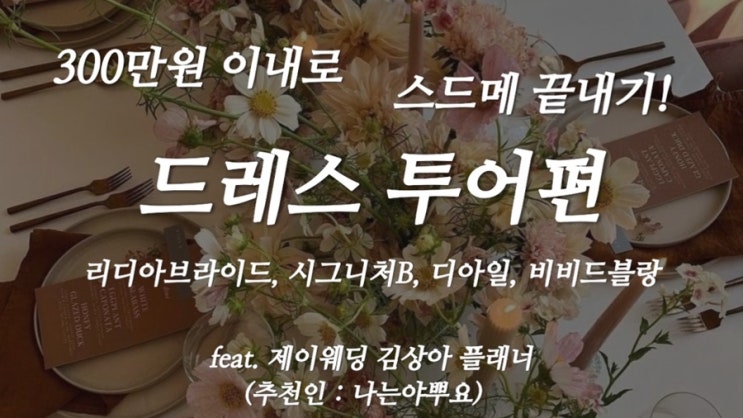  [W-7] 200만원대로 스드메 끝내기! (feat. 제이웨딩) 리디아브라이드, 시그니처B, 디아일, 비비드블랑 / 드레스피팅비 무료 꿀팁