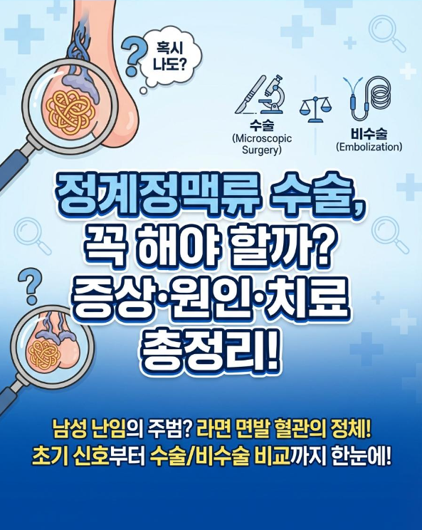 정계정맥류 수술 꼭 해야 할까?증상·원인·비수술 치료까지 한 번에 정리