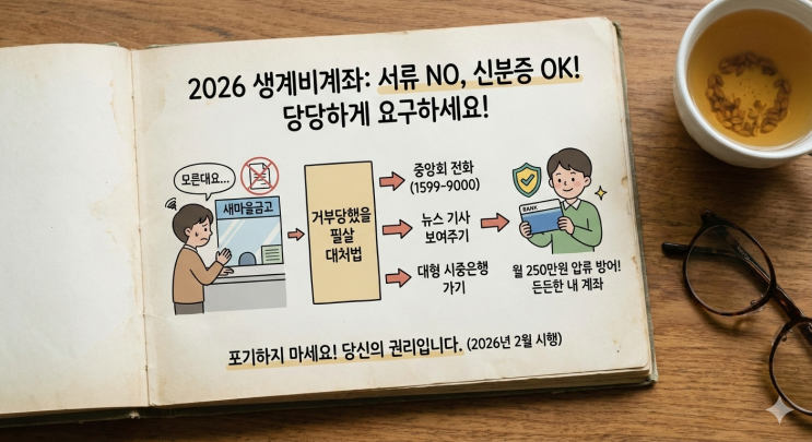 아직도 서류 떼오라고 하나요? 2026년 생계비계좌, 모르면 손해 보는 개설 꿀팁