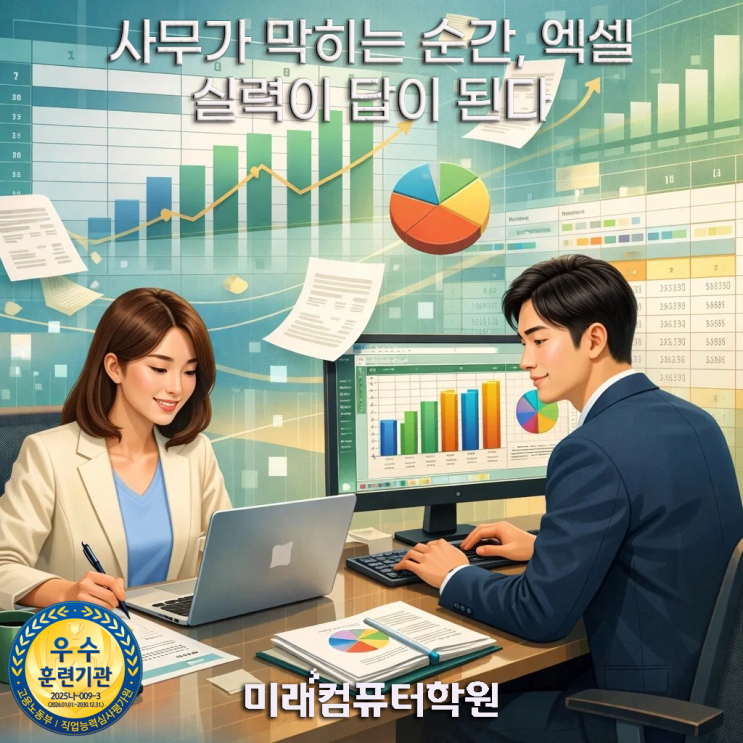  부산컴퓨터자격증학원추천-사무직 준비생 필수! 컴퓨터활용능력 2급 국비지원 과정