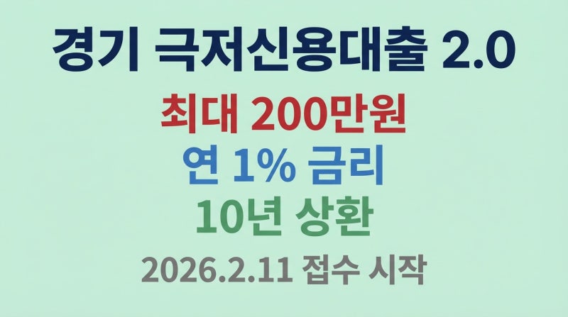 경기도에서 돈을 빌려드립니다. 경기 극저신용대출 2.0 자격 한도 상환 총정리
