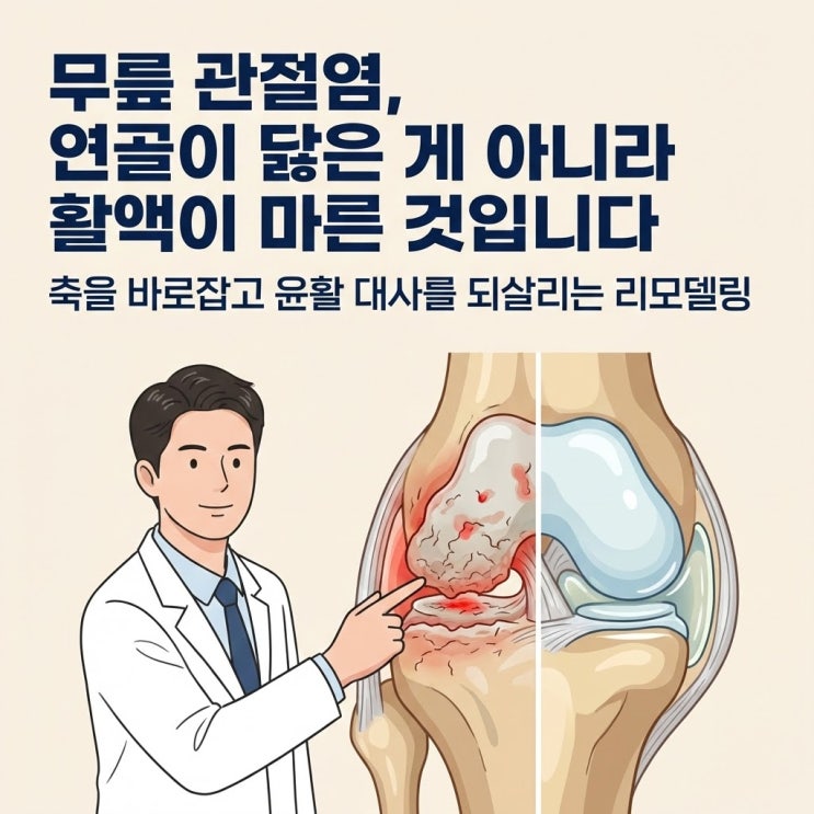  퇴행성 무릎 관절염 리모델링: 연골이 닳은 게 아니라 활액이 마른 것입니다