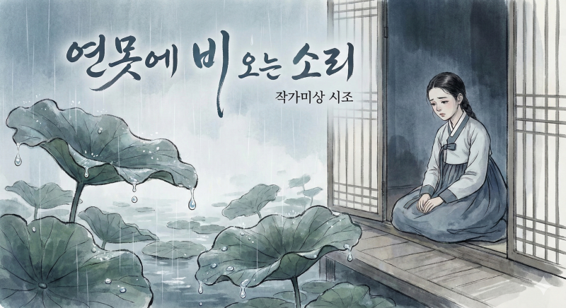 미상의 연못에 비 오는 소리 해석과 해설 및 분석/감상