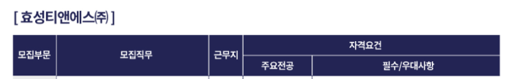  SAP 관련 공고 소개 - [ 효성그룹 - 효성티앤에스 ](신입)