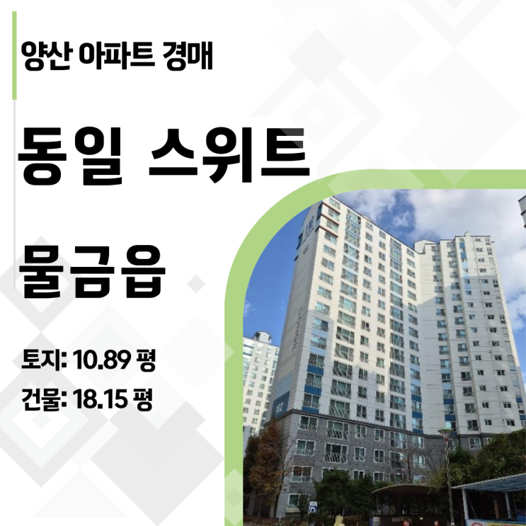   관리비 미납 0원! 양산 물금신도시 동일스위트 아파트 경매 최종 리포트