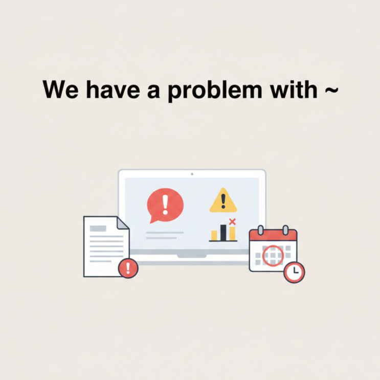  We have a problem with ~ / ~와 관련해 문제가 있습니다