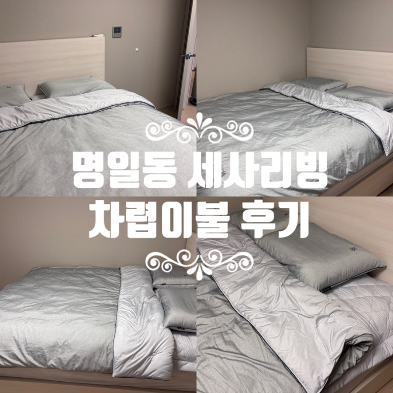 명일동 세사리빙차렵이불 신상 '무드' 세이지그린, 신혼집 리얼 후기