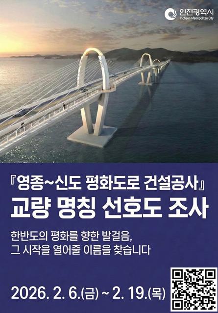 인천시, 영종~신도 평화도로 교량 명칭 시민 의견 수렴