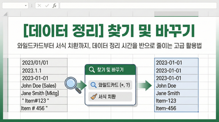  [엑셀 데이터 정리] 찾기 및 바꾸기 - 와일드카드부터 서식 치환까지, 데이터 정리 시간을 반으로 줄이는 고급 활용법