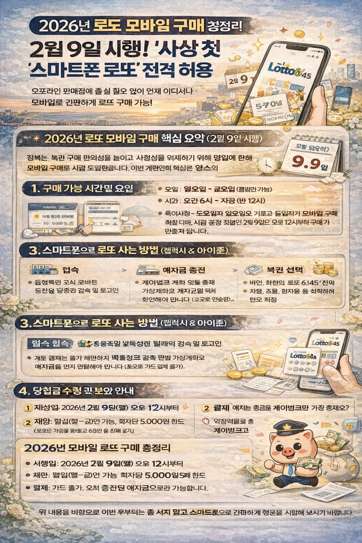  2026년 로또 모바일 구매 핵심 요약 (2월 9일 시행)