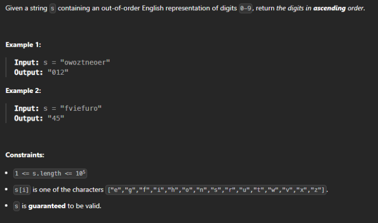  JAVA_LeetCode 423_Reconstruct Original Digits from English