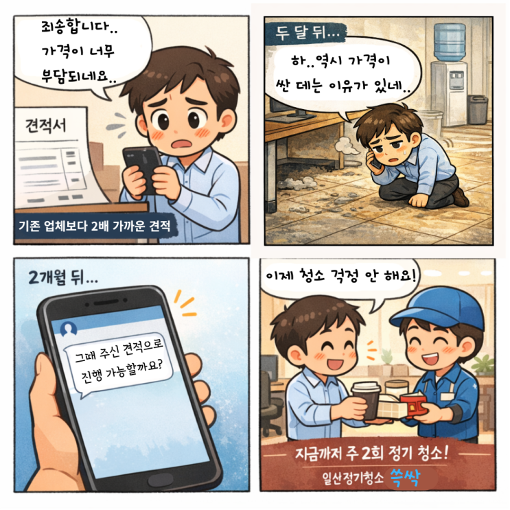  일산정기청소 비용이 2배인데도 왜 고객님은 계약했을까?