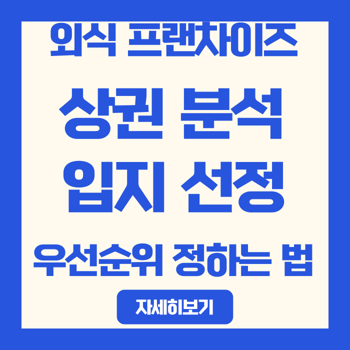  외식 프랜차이즈 상권 분석, 입지 선정 우선순위 정하는 법