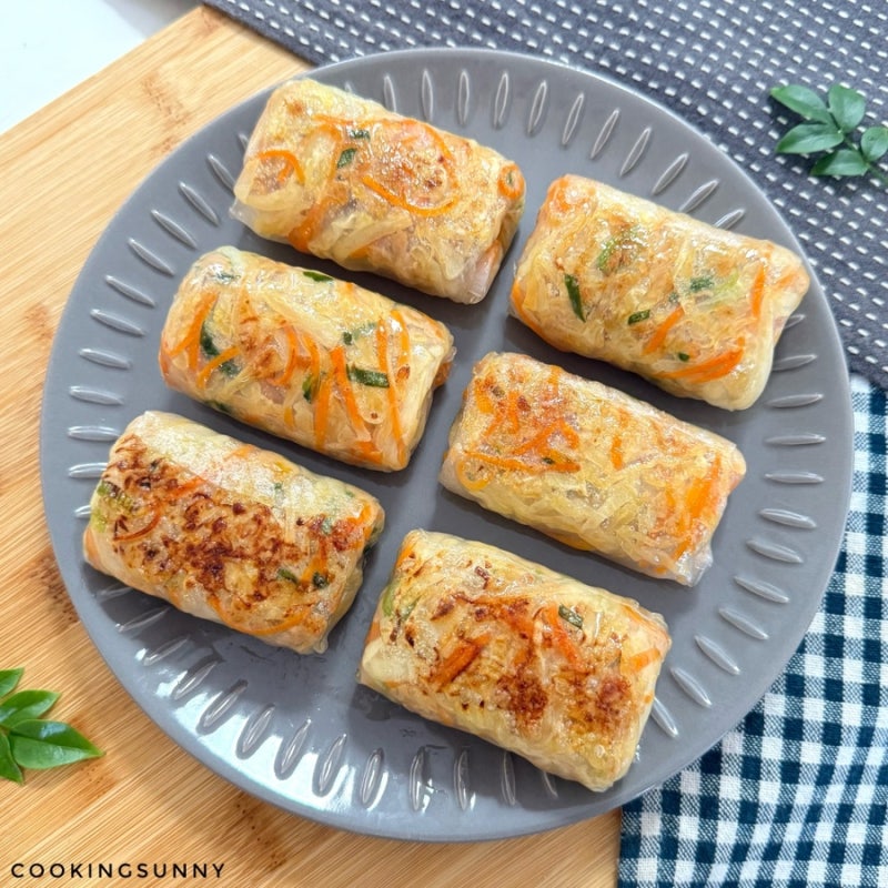 바삭하게 구워 정말 맛있고 살도 쏙쏙 빠지는 참치 양배추 라이스페이퍼롤 만들기 다이어트....